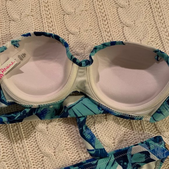 Raisin Blue and White Floral Strapless Bikini - Picture 4 of 6